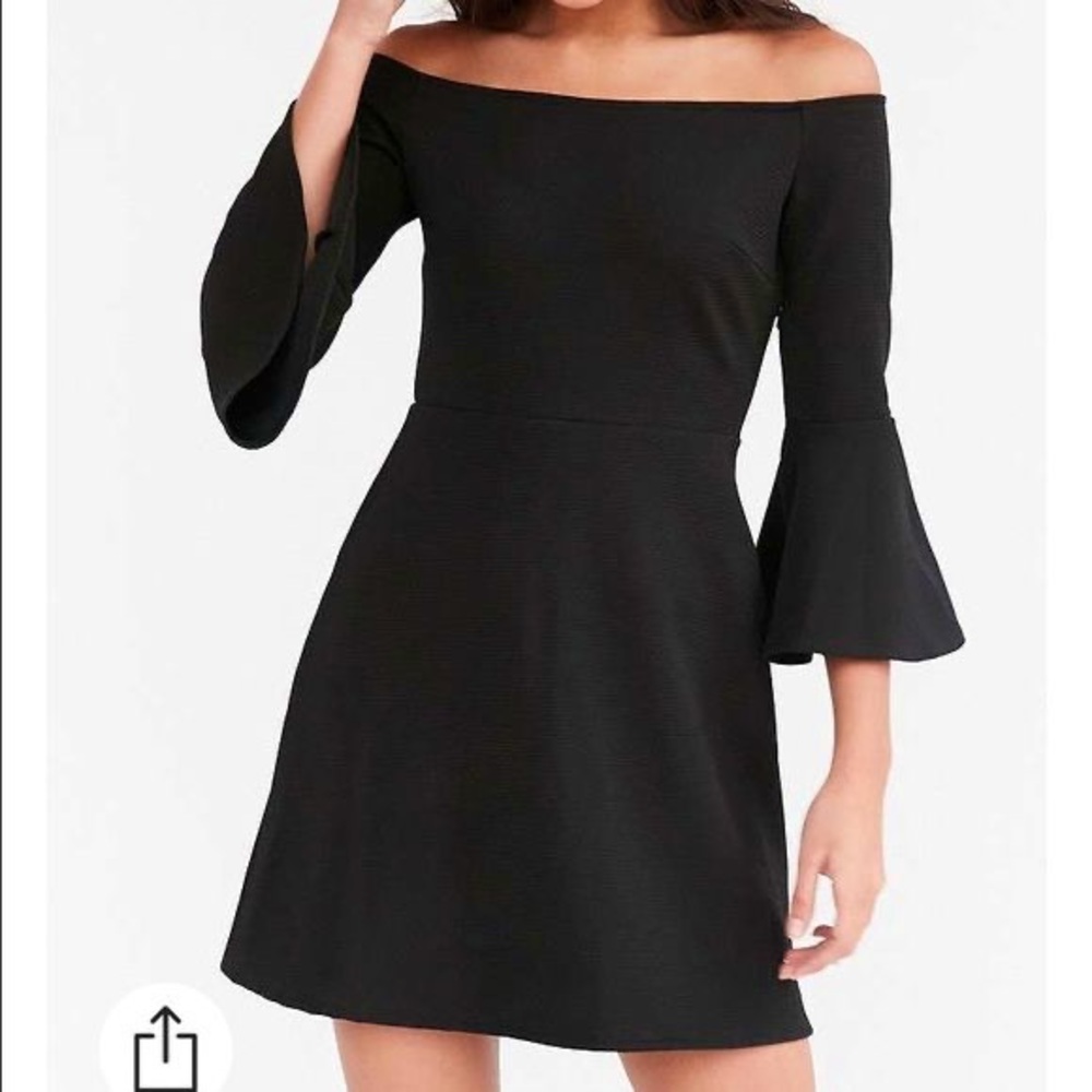 Black off the shoulder mini dress